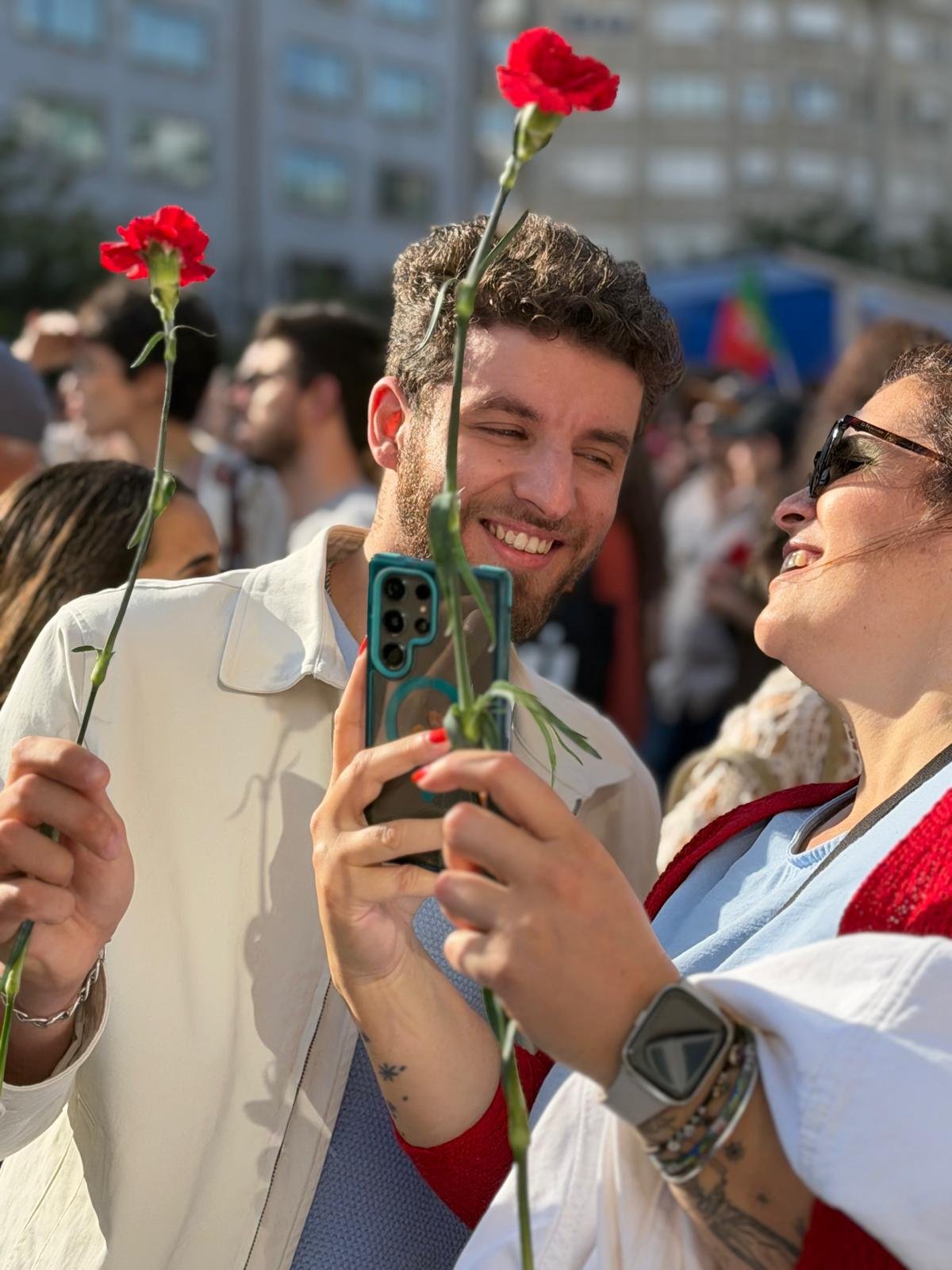 Bárbara e Miguel a sorrir juntos